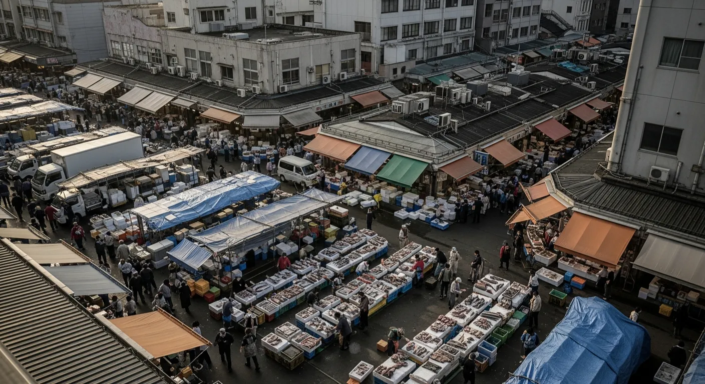 Tsukiji fish market at dawn